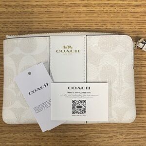 Coach Ivory Wristlet with Logo
